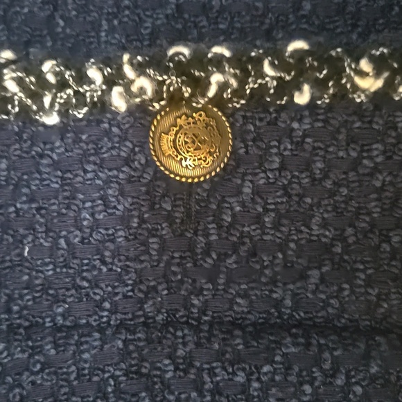 Zara Woman Navy Blue Tweed Boucle Blazer Lady Jacket Size Medium - Picture 6 of 12